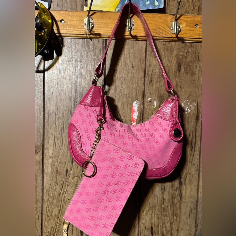 Dooney & Bourke Pink Shoulder Bag with Matching Pouch